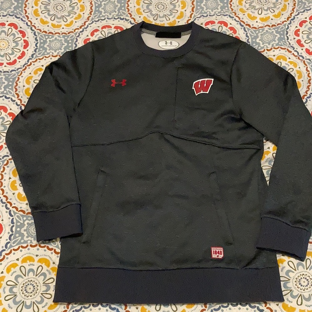 UW Badgers Motion W Under Armour Cold Gear Fleece Sweatshirt Lots of Zippers!